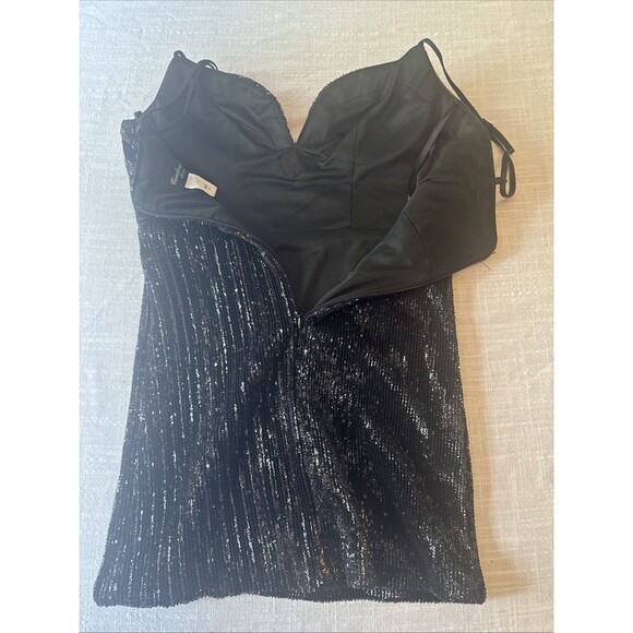 Cinderella Devine Sexy Black Sequin‎ Mini Dress  ( Altered Hem?) Size XS - Picture 5 of 9
